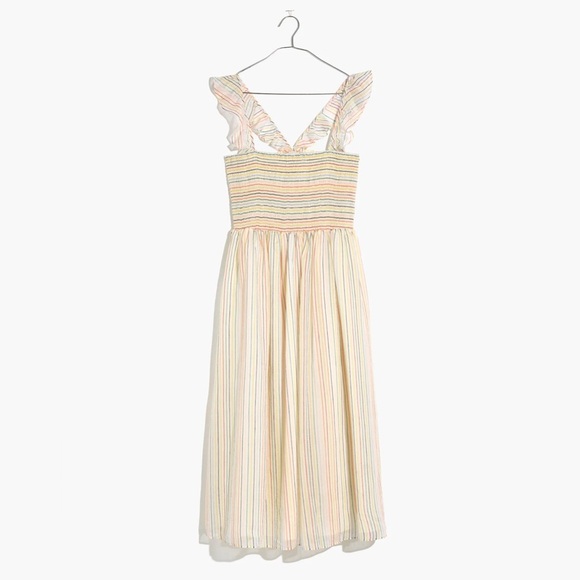 Madewell - Ruffle-Strap Smocked Dress in Rainbow Stripe - Size XXS - Picture 4 of 4